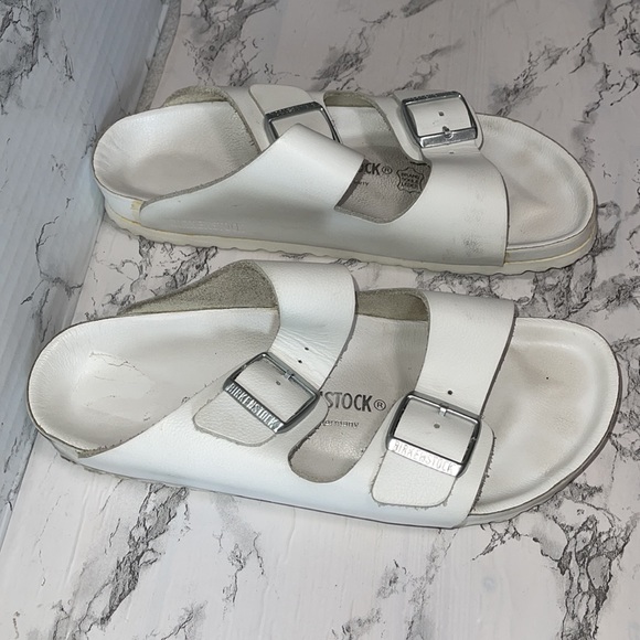 BIRKENSTOCK MONTEREY EXQUISITE WHITE ON WHITE LEATHER SIZE 40 9.5/10 US SIZE - Picture 4 of 9